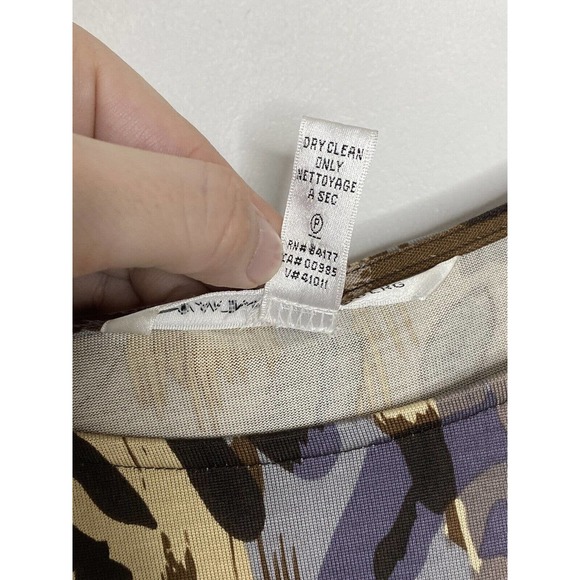 Diane Von Furstenberg Brown Animal Print 100% Silk Long Sleeve Mini Dress Size 4 - Picture 4 of 5